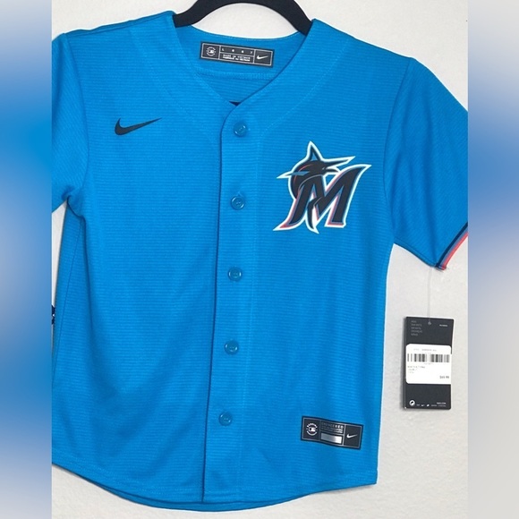 Miami Marlins Youth Alternate Replica Team Jersey L 7 NWT - Picture 5 of 11